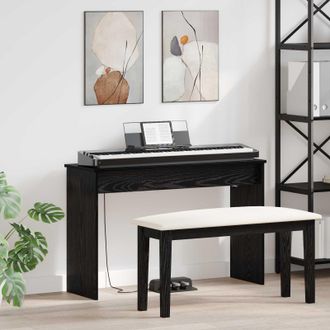 vidaXL Vidaxl Supporto Per Tastiera Rovere Nero 100 X 32 X 64 Cm