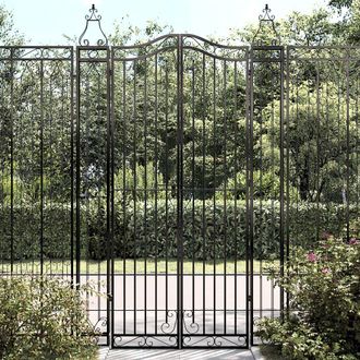 vidaXL Puerta De Jard&iacute;n De Hierro Forjado Negro 121x8x200 Cm Vidaxl