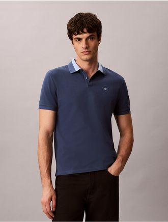 Calvin Klein Jeans Calvin Klein Mens Pique Colorblock Collar Polo Shirt - Navy - 2XL