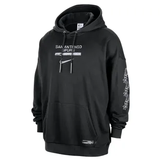 Nike Mens San Antonio Spurs Courtside Jordan NBA Club Premium Pullover Hoodie in Black | IB2312-010