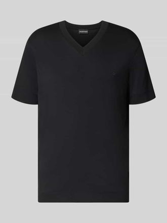 Emporio Armani T-Shirt aus Modal-Mix mit V-Ausschnitt in Black, Gr&ouml;&szlig;e XXXL