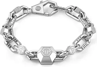 Philipp Plein Accessoires, Heren, Grijs, ONE Size, Edge Bracelet