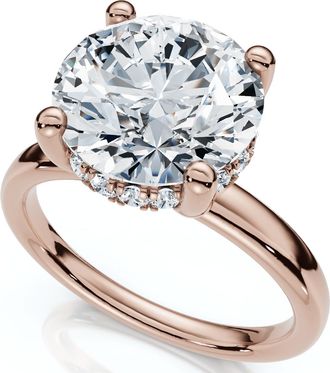 Pompeii3 Certified 3 1/10Ct Hidden Halo Diamond Engagement Ring 14k Gold Lab Grown