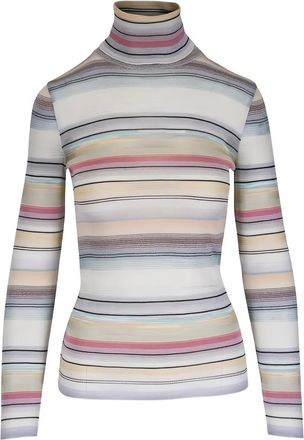 Missoni striped roll-neck sweater - women - Viscose/Polyester/Wool/Metallic Fibre - 44 - Neutrals