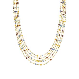 Luxenter ketting in 925 sterling zilver en meerkleurig kristal, afgewerkt in 18 karaat geel goud - Goben