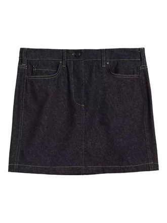 Max Mara Denim mini-rok met knoop - Blauw