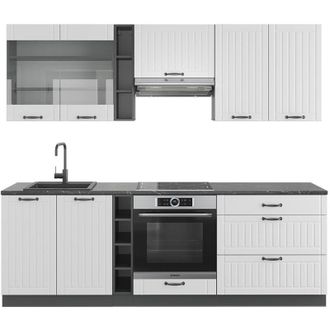 Vicco Mueble De Cocina Fame-line, Casa De Campo Blanca/antracita, 235 Cm Sin Encimera, Vicco