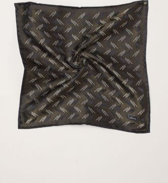 Brioni Foulard quadrato in pura seta con motivo chevron a contrasto