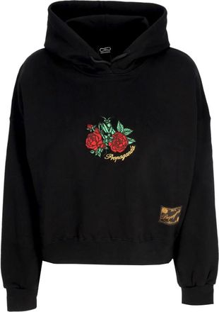 PROPAGANDA Zwarte Croptop Hoodie met Voorzak - Dames - Hoodies - Zwart - L - Katoen - Hoodies & sweatvesten