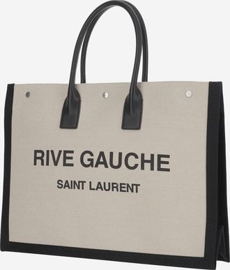 Saint Laurent Mens Canvas Bag With Leather Trim Grey Cotton Handbags Hand