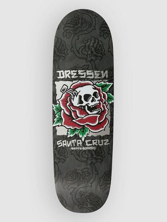 Santa Cruz Dressen Skull Rose Pro Shaped 9.25 Skateboard Deck zwart