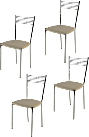 Tommychairs Tommychairs 4 Sillas Elegance Acero Cromado, Asiento Polipiel Lin