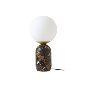 Lindby L&aacute;mpara de mesa de piedra marr&oacute;n