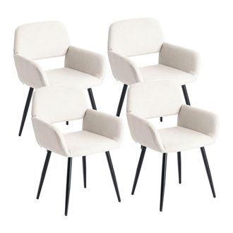 Urban Meuble Juego 4 sillas de comedor escandinavas tejido beige patas negras