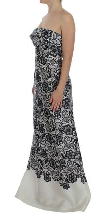 Dolce & Gabbana Womens Floral Lace Silk Corset Maxi Dress Black