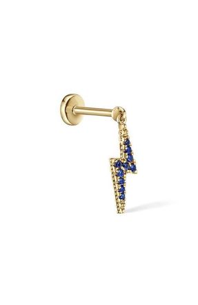 Maria Tash 18K Gold Diamond & Sapphire Lightning Bolt Charm Earring in Yellow Gold at Nordstrom