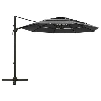 Berkfield Home 4-Tier Parasol with Aluminium Pole Anthracite 3x3 m in Black