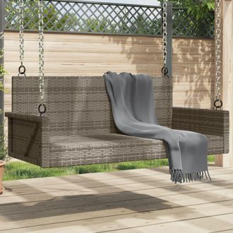 vidaXL Banco Columpio De Rat&aacute;n Sint&eacute;tico Gris 119x56x48 Cm Vidaxl