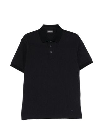 Emporio Armani Blue Logo Textured Polo