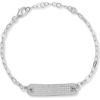 Sphera Milano Pav&eacute; Cubic Zirconia ID Bar Link Bracelet in Silver at Nordstrom Rack