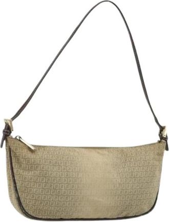 Fendi Pre-owned Zucchino Canvas Hand Bag - Dames - Vintage Schoudertas - Beige - ONE Size - Leer - Vintage