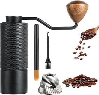 OEM Molinillo De Caf&eacute; Manual - Molinillo C&oacute;nico De Acero Inoxidable - Molinillo De Caf&eacute; Peque&ntilde;o Y Port&aacute;til Para Cafetera De &Eacute;mbolo - Negro - 1 Unidad