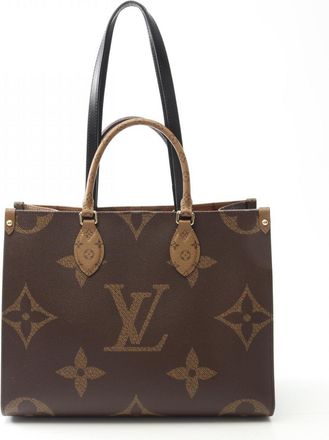 Louis Vuitton Beige Brown Coated Canvas Leather Tote Bag (Pre-Owned)