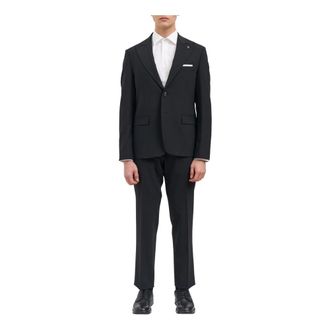 Daniele Alessandrini Single Breasted Suits, male, Black, L, Abito Giacca + Pantalone