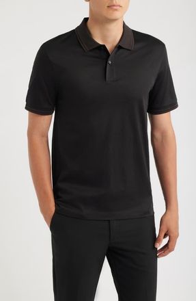 BOSS Phillipson Mercerized Cotton Polo in Black at Nordstrom, Size Xx-Large