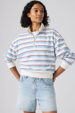 Levi's Everyday Quarter Zip Sweatshirt - Mujer - XS - Multi Colour / Ruby Stripe Alaskan Blue