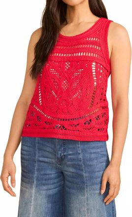 FDJ Sleeveless Textured Crochet Sweater