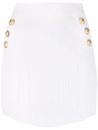 Balmain Ribgebreide mini-rok - Wit