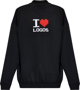 VETEMENTS slogan-intarsia sweater - Black