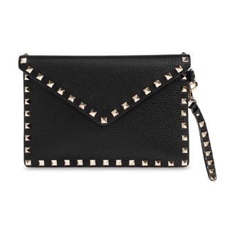 Valentino Garavani Rockstud Envelope Clutch - female - Valentino Garavani - Clutches - Black - ONE SIZE - Bags