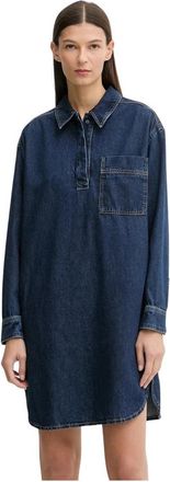 Marc O'Polo Collar Pocket Mini Jurk - Dames - Korte kleedjes - Blauw - L - Katoen - Kleedjes