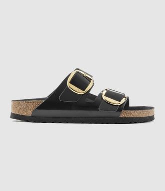 Birkenstock Mules Arizona Big Buckle Natural Leather Patent Nappa Glamour