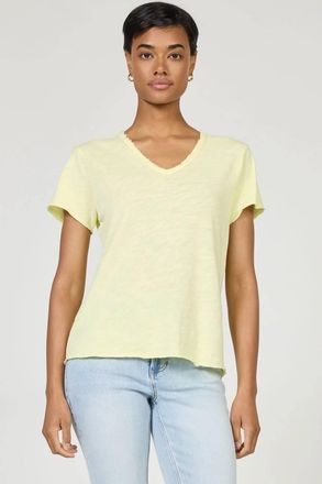Dear John Denim Vanya V-Neck Slub Tee In Pale Yellow