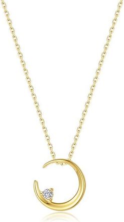 Lafonn Simulated Diamond Crescent Moon Pendant Necklace in Gold at Nordstrom, Size 20