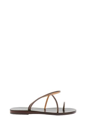 Ancient Greek Sandals Brown Eleftheria Stitch Leather Sandals