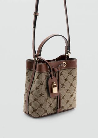 Mango Borsa secchiello logo jacquard marrone medio - Donna - Taglia unica - MANGO