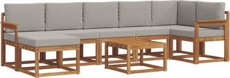 vidaXL Conjunto De Sof&aacute;s De Exterior 8 Uds. Gris Natural Y Claro Vidaxl