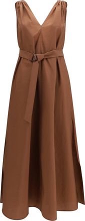 Brunello Cucinelli Womens Dress Precious Shoulder Detail Firebrick Polyamide