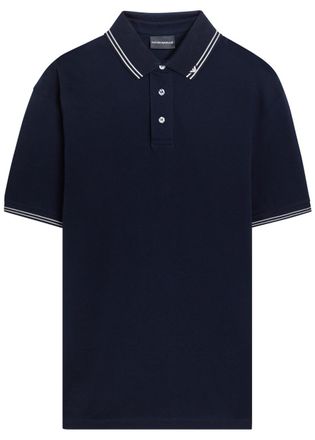 Emporio Armani Piqu&eacute; Stretch-cotton Polo Shirt - Navy - M