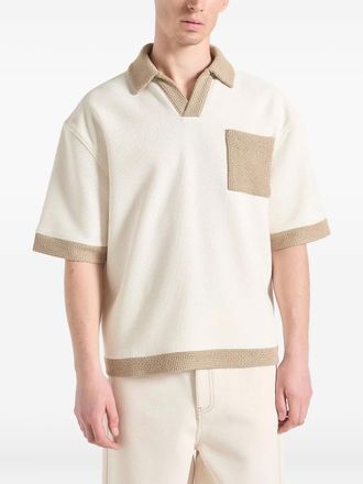 Mani&egrave;re De Voir Brice Boxy crochet-detail polo shirt - Neutrals