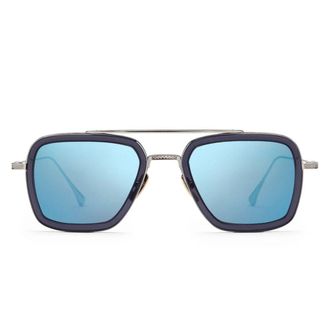 Dita Eyewear Flight.006 Bold Rectangular Metal Acetate Sunglasses with Textured Detailing