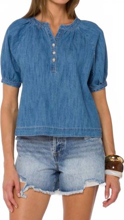 Velvet Heart Ronny Puff Sleeves Top In Uptown Blue