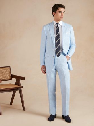 Oliver Brown Eaton Suit Solbiati Linen - Light Blue