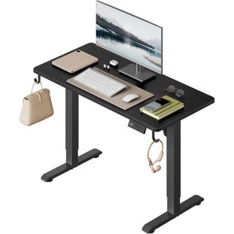Woltu Scrivania Elettrica Regolabile Altezza 100x48x72-118 cm Nero con 3 Memorie e 2 Ganci