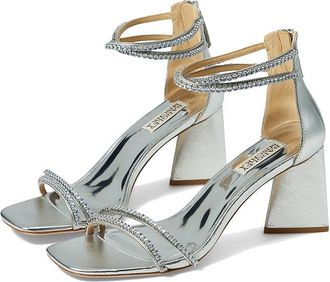 Badgley Mischka Lillie Womens Sandals Silver : 9.5 M, Leather