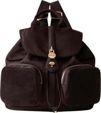 Borbonese Poche Zaino Medium - Dames - Rugzakken - Bruin - ONE Size - Leer - Tassen